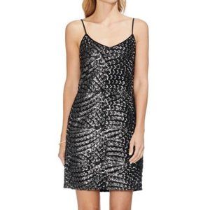 ❤️🔥 NWT Black Silver Sequin Slip Cocktail Midi Dress